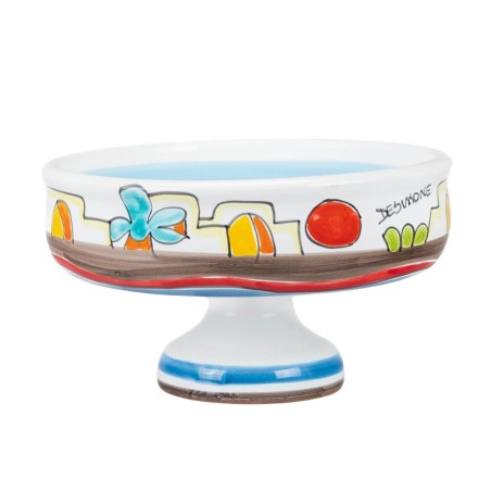 Alzata centrotavola porta frutta Dammusi mangiallegro ceramiche de simone Alzata centrotavola porta frutta Dammusi mangiallegro ceramiche de simone